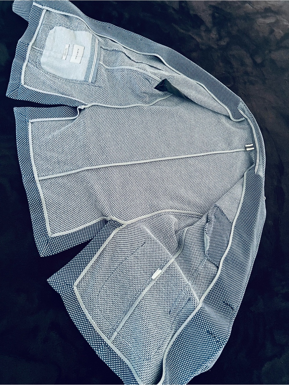 Woven Stretch ZARA Blue Patterned Men's Jacket - Picture 5 of 11